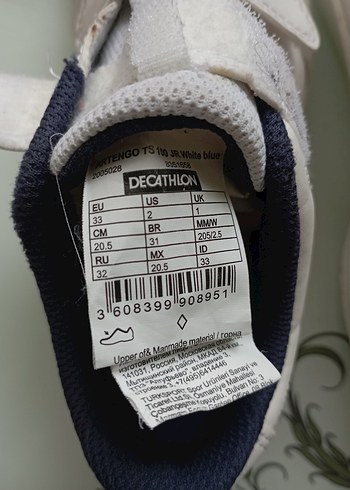 31 Beden beyaz Renk sıfır gibidir 31 numara Decathlon ayakkabı