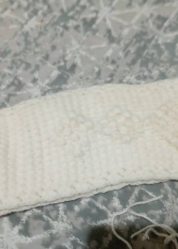 Çocuk Beyaz Örgü Bere ve Atkı Seti - Görsel 7