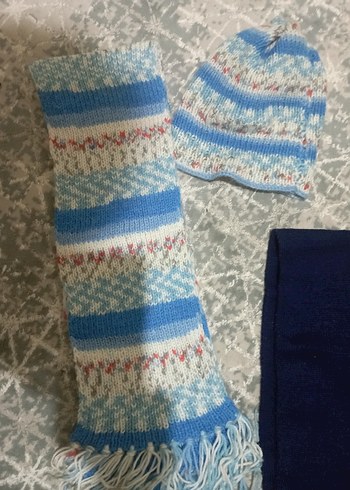 Çocuklar için Bohem Örgü Bere ve Atkı Seti - Görsel 2