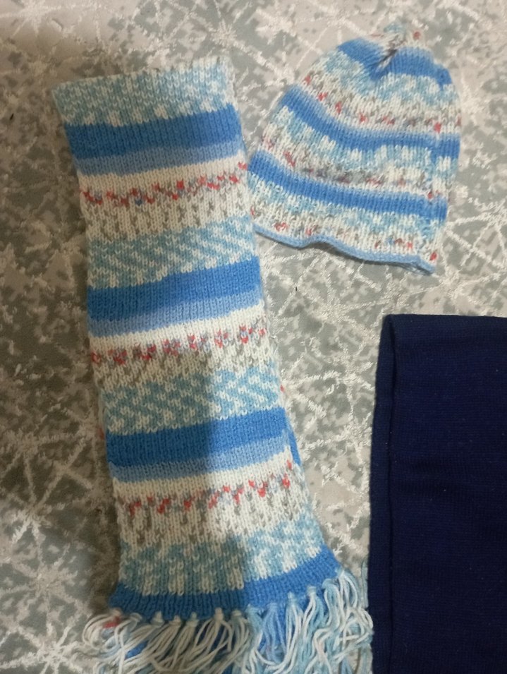 Çocuklar için Bohem Örgü Bere ve Atkı Seti - Görsel 2