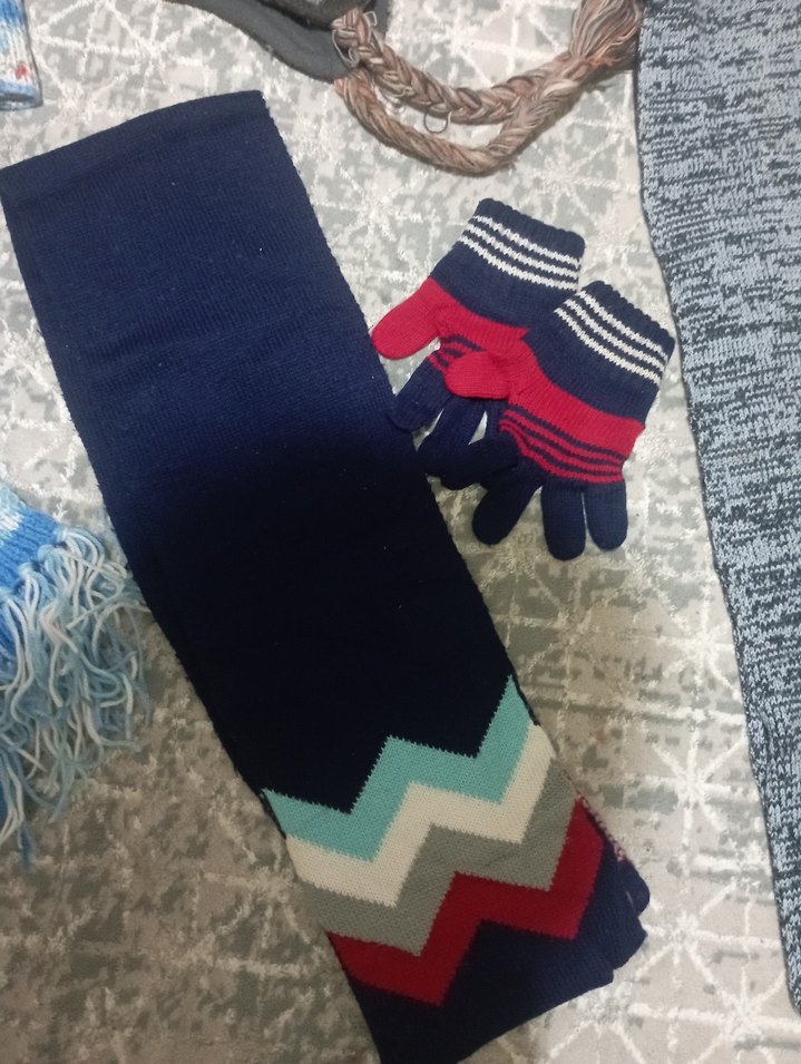 Çocuklar için Bohem Örgü Bere ve Atkı Seti - Görsel 5