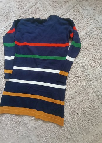 Çizgili Uzun Kollu Renkli Triko Kadın Kazak - Görsel 4