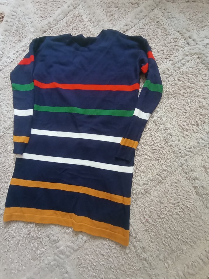 Çizgili Uzun Kollu Renkli Triko Kadın Kazak - Görsel 4