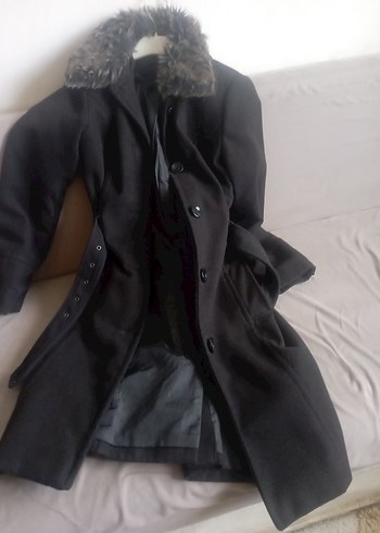 Kürk Yaka Siyah Kaban kaşe - Görsel 3