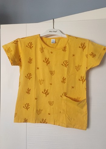 Sarı Desenli Kız Çocuk Kısa Kollu Gömlek
