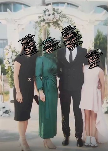 Drapeli Yeşil saten elbise