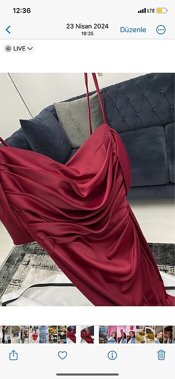 Sarar Bordo ipek saten elbise