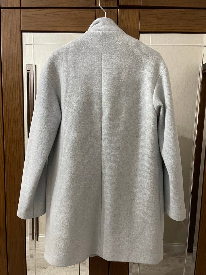 Açık gri düğmeli kaban - Görsel 2