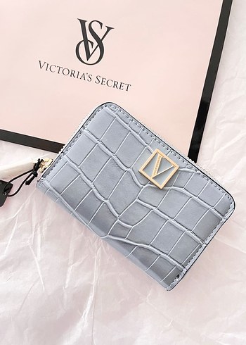 Victoria's Secret Gri Deri Fermuarlı Cüzdan