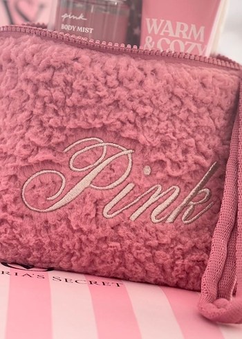 Pembe Nakışlı Peluş Kadın çanta