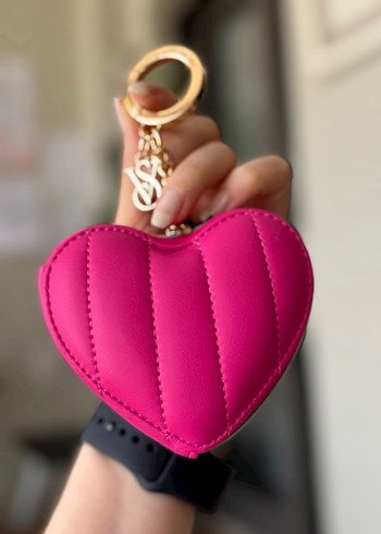 Pembe Nakışlı Kalp Cüzdan
