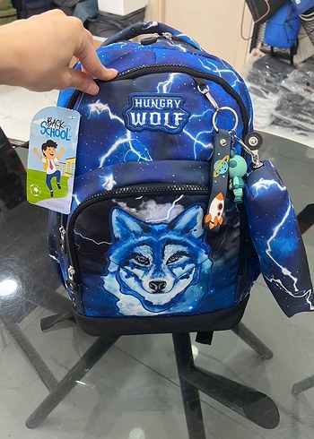 Mavi Çocuk Okul Çantası - Hungry Wolf