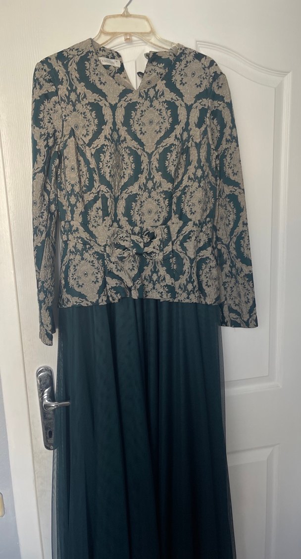 Uzun Yeşil abiye elbise - Görsel 2