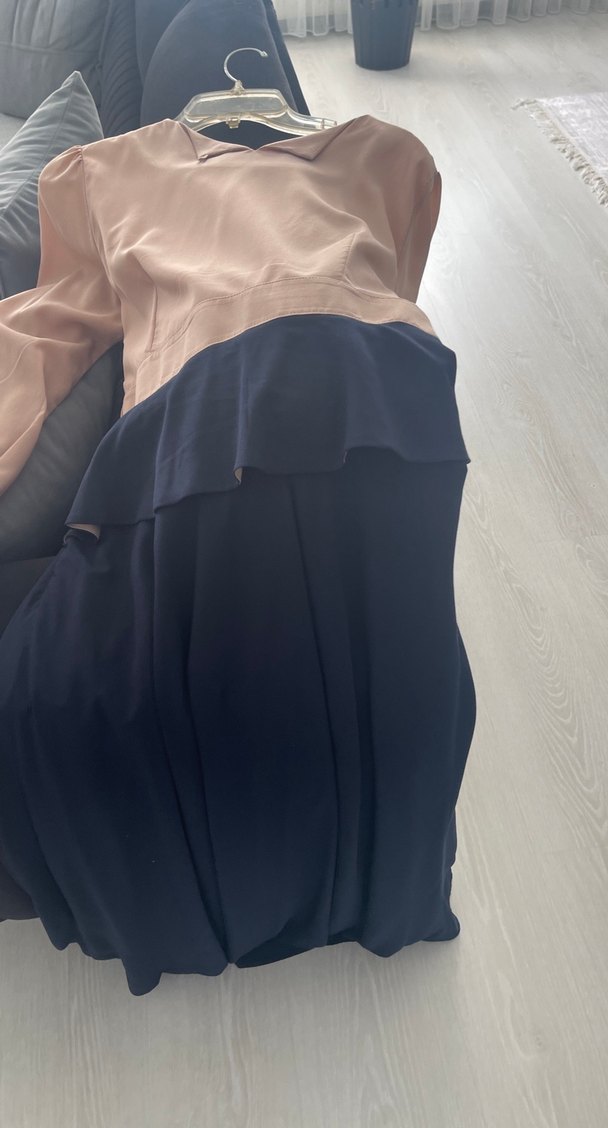 Vizyon lacivert elbise şal ile birlikte - Görsel 2