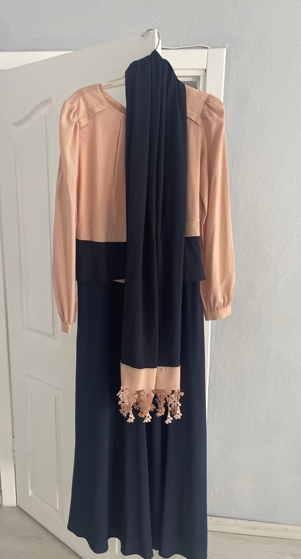 Vizyon lacivert elbise şal ile birlikte - Görsel 4