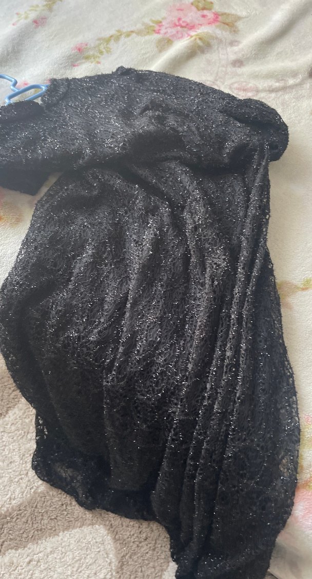 Uzun Kollu Siyah Boncuk İşlemeli Elbise - Görsel 4