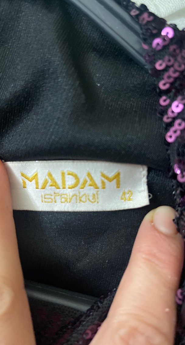 Parlak Mor Uzun Drapeli Kadın Abiye Elbise - Görsel 4