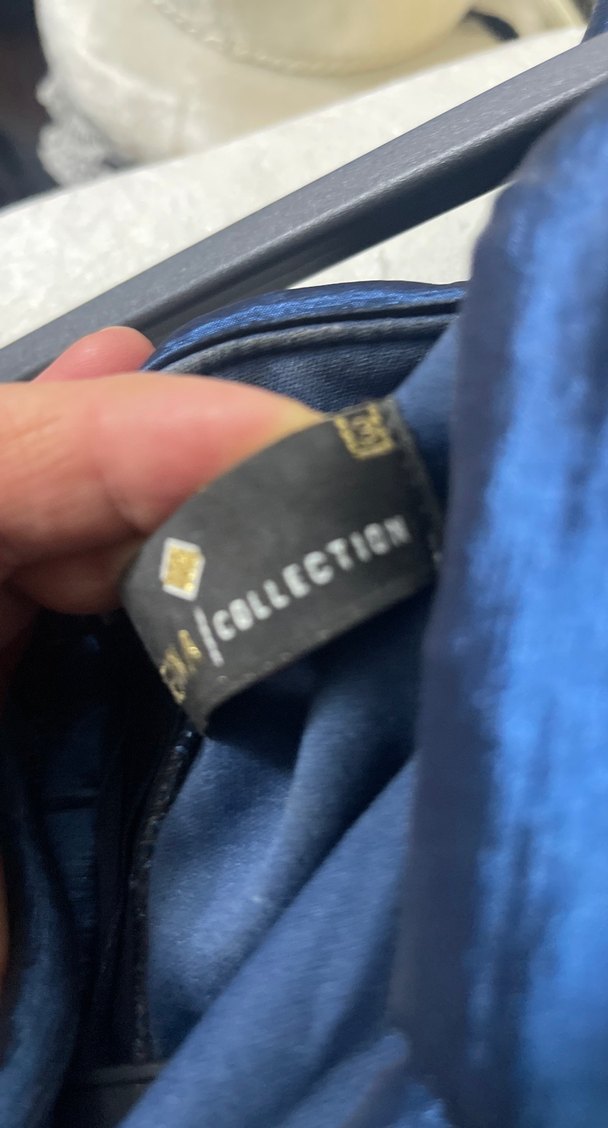 Lacivert V Yakalı Uzun Drapeli Abiye Elbise - Görsel 5