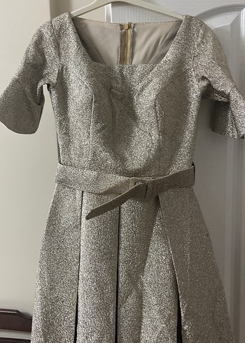 Gri Kemerli Uzun Kadın Abiye Elbise - Görsel 2