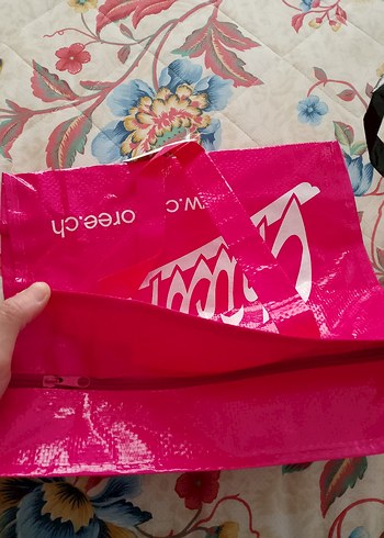 Renkli Pembe Chicorée Fermuarlı Tote Çanta - Görsel 2