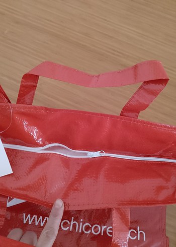 Renkli Baskılı Kırmızı Kadın Tote Çanta - Görsel 2