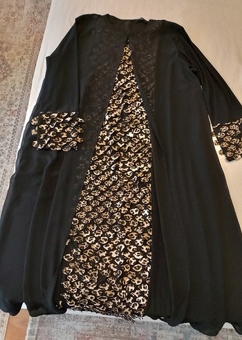 Ahsen püsküllü lazer kesim leopar detaylı Elbise