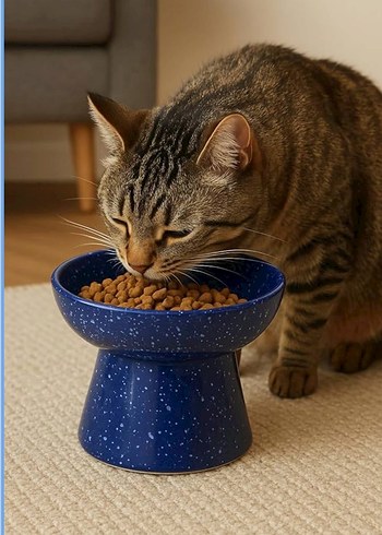 1.Kalite Seramik Ergonomik Kedi Mama Su Kabı - Görsel 3