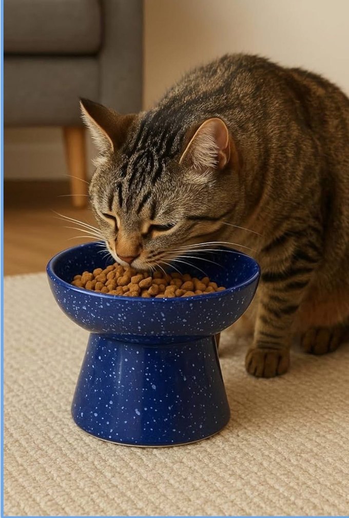 1.Kalite Seramik Ergonomik Kedi Mama Su Kabı - Görsel 3