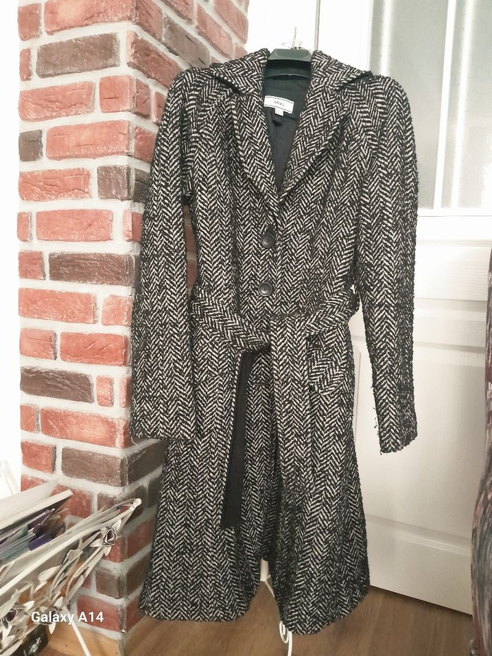 Mango Desenli Kuşaklı Kaban - Görsel 2