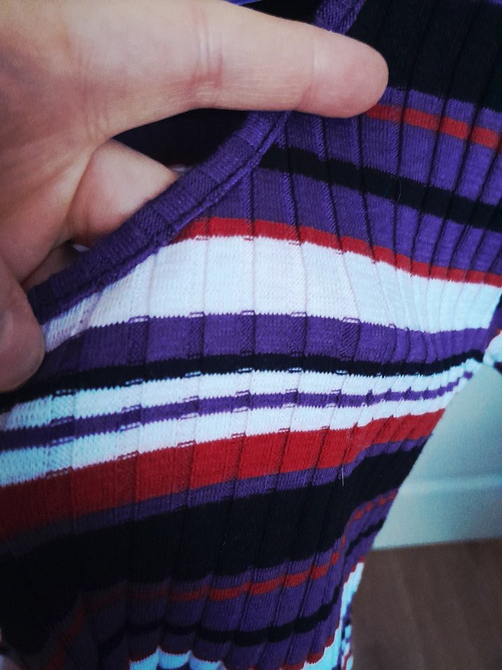 Çizgili Bohem Kadın Triko Kazak - Görsel 2