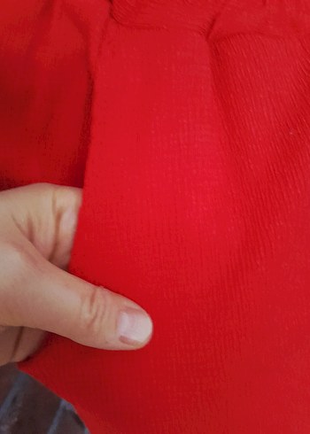 Kırmızı Rahat Kesim Kadın Kumaş Pantolon - Görsel 2