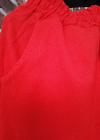 Kırmızı Rahat Kesim Kadın Kumaş Pantolon - Görsel 4