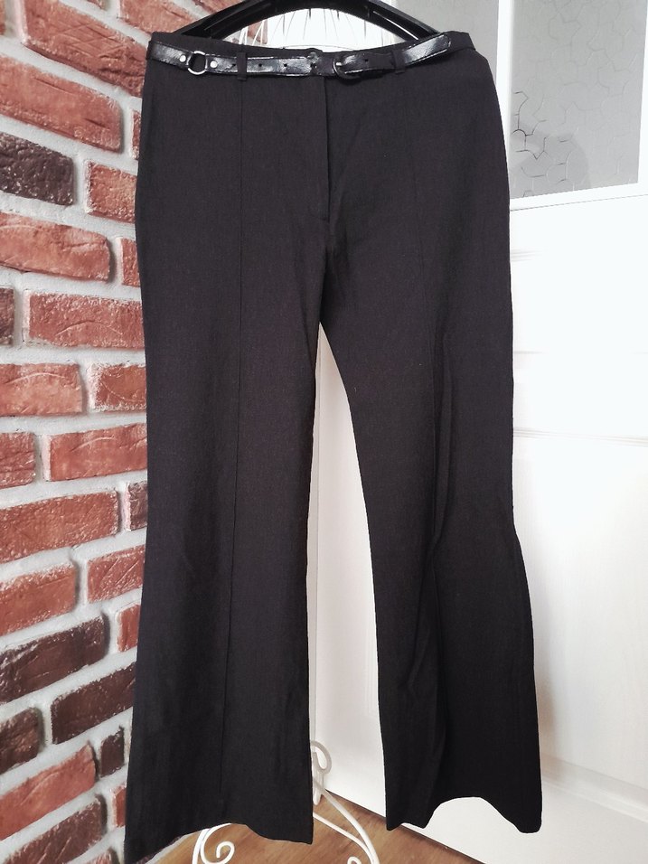 Siyah Kemerli Keten Kumaş Kadın Pantolon - Görsel 2