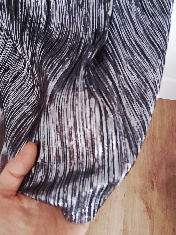 Kadın Siyah Gri Pilili Uzun Etek - Görsel 4