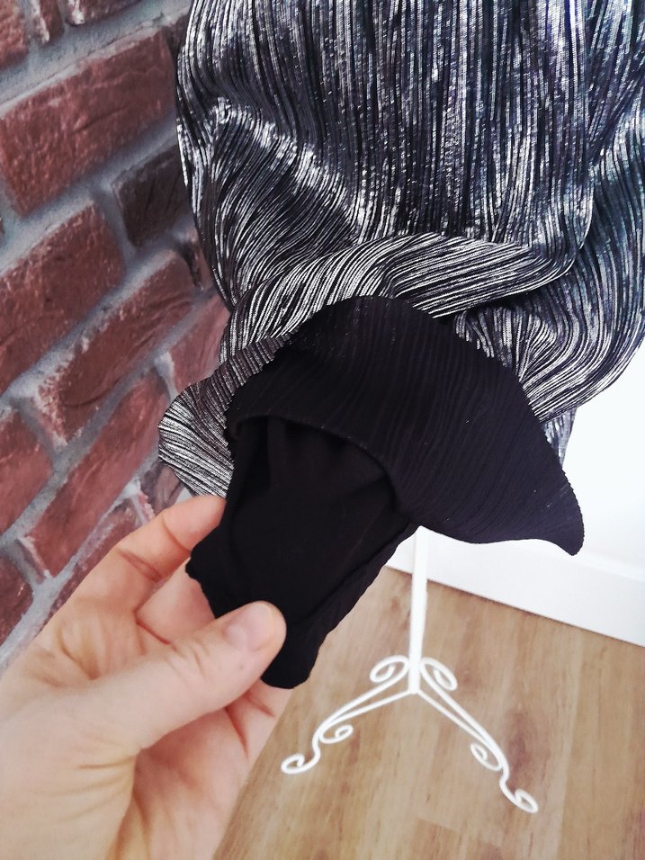 Kadın Siyah Gri Pilili Uzun Etek - Görsel 3