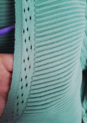 Bohem Tarz Pastel Yeşil V Yaka Kadın Kazak - Görsel 3