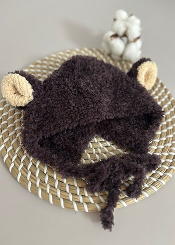 Kahverengi Örgü Çocuk Kulaklı Bere - Görsel 3