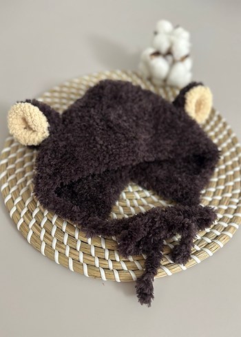 Kahverengi Örgü Çocuk Kulaklı Bere - Görsel 6