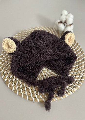 Kahverengi Örgü Çocuk Kulaklı Bere - Görsel 7