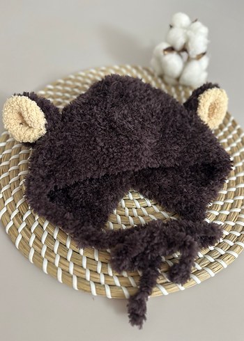 Kahverengi Örgü Çocuk Kulaklı Bere - Görsel 2