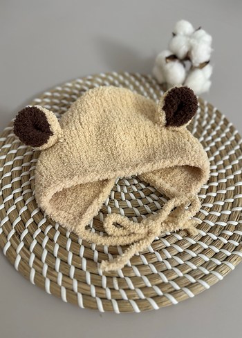 Bej Nakışlı Örgü Çocuk Bere - Görsel 3