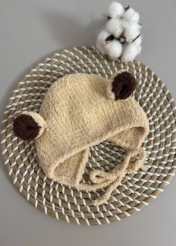 Bej Nakışlı Örgü Çocuk Bere - Görsel 2