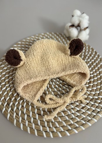 Bej Nakışlı Örgü Çocuk Bere - Görsel 4