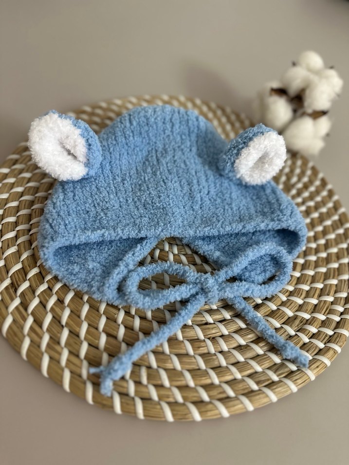 Mavi Örgü Çocuk Bere Kulaklı - Görsel 2