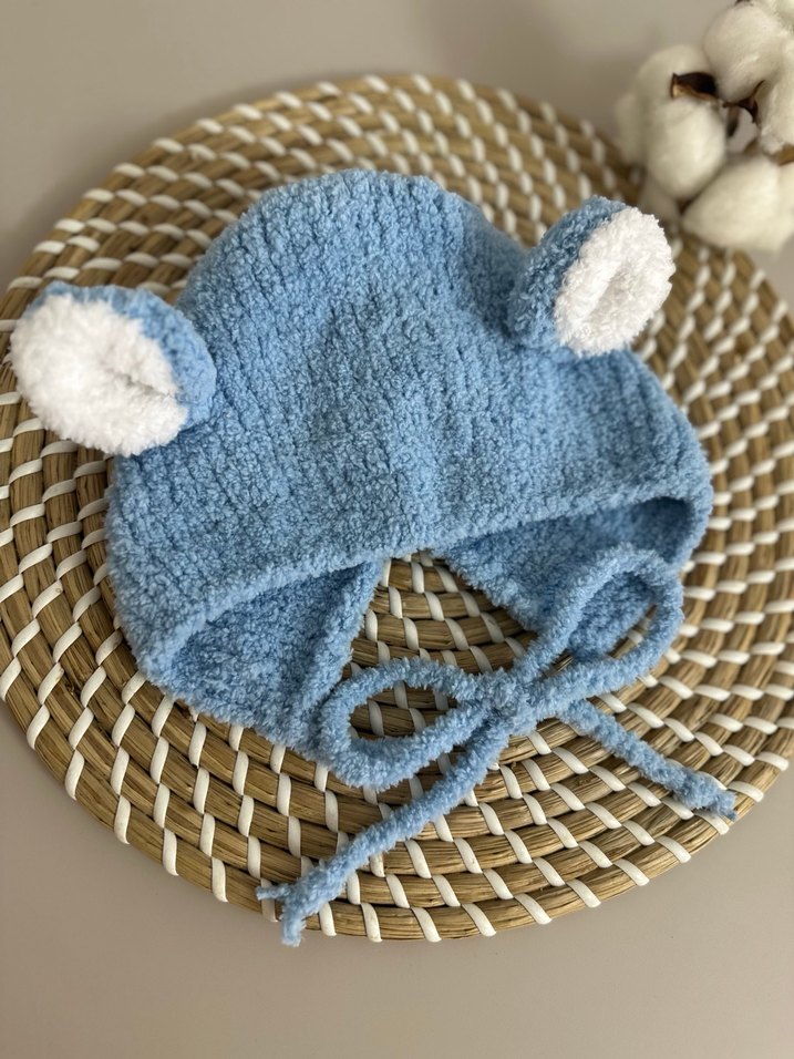 Mavi Örgü Çocuk Bere Kulaklı - Görsel 4