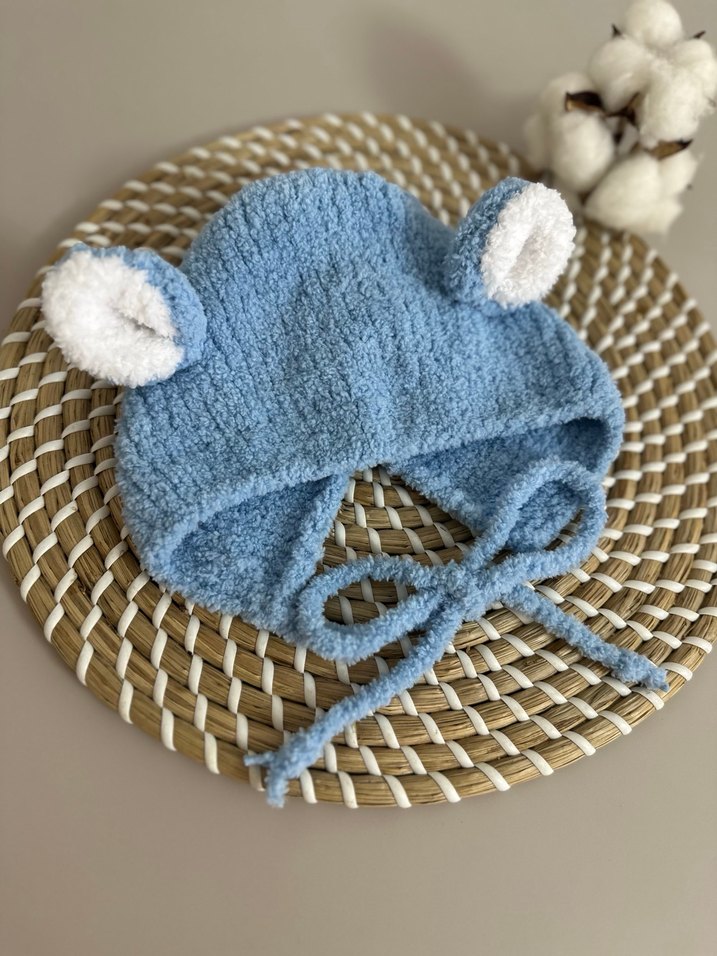 Mavi Örgü Çocuk Bere Kulaklı - Görsel 3