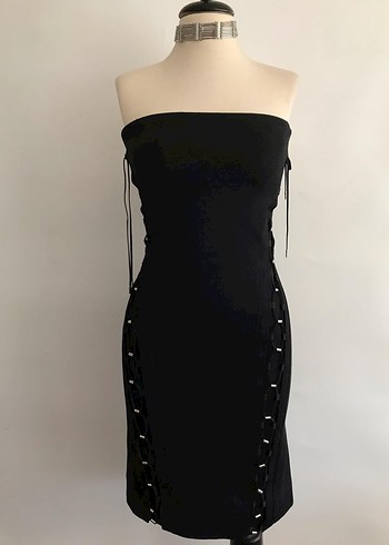 Gucci S/S 2010 ipli siyah straplez elbise