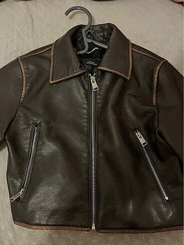 xs Beden kahverengi Renk Pull & Bear deri ceket