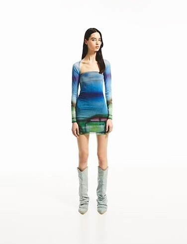Bershka Euphoria Mesh Straplez Elbise