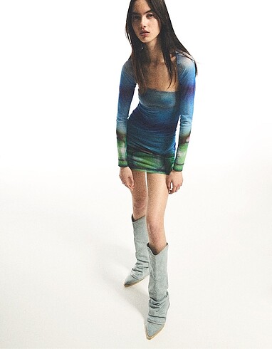 Bershka Bershka Euphoria Mesh Straplez Elbise
